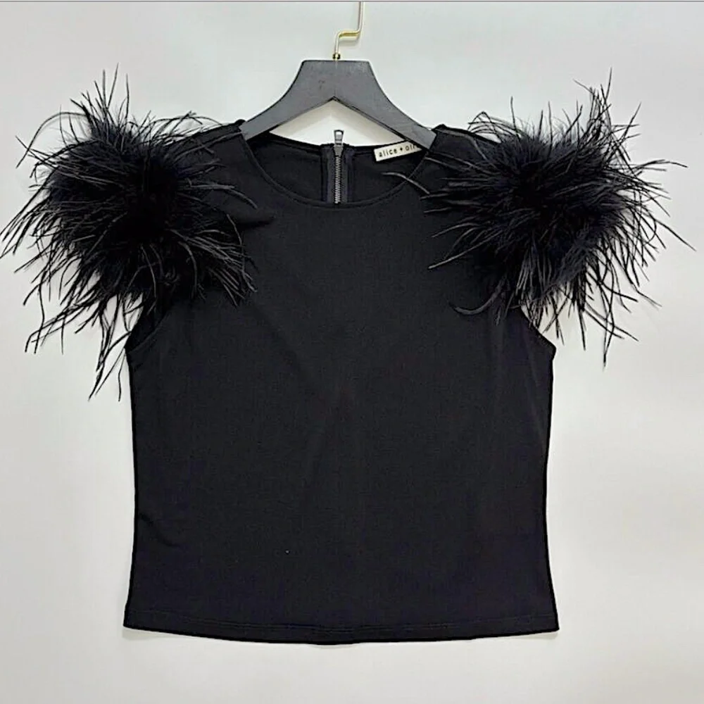 TAMICA FEATHER DETAIL TOP - Picture 7 of 10